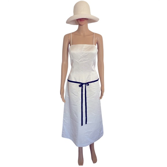 BILL LEVKOFF Classics Formal White Satin Midi Length Dress Size 12 - Picture 1 of 6
